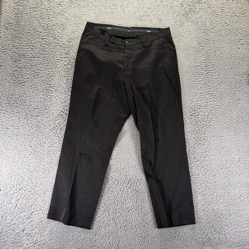 Versace Collection Pant Mens 52(34x27) Black Dotted Wool Dress Straight Preppy